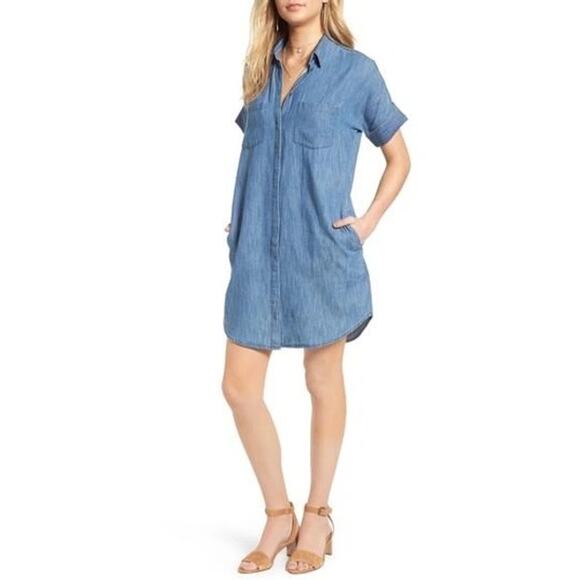 MADEWELL Sz S Courier Denim Dress Shirtdress Lauryn Wash Blue Relaxed Fit Casual - Picture 2 of 16